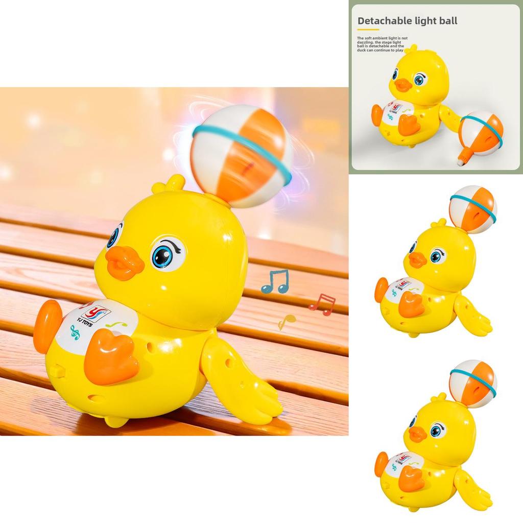 Top Ball Yellow Duck Light And Sound Toy With Rotating Effects For Kids And Toddler Play