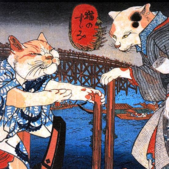 Utagawa Cooling Photo Mug Kuniyoshi's "Cat Down" Mug (Ukiyo-e Series)