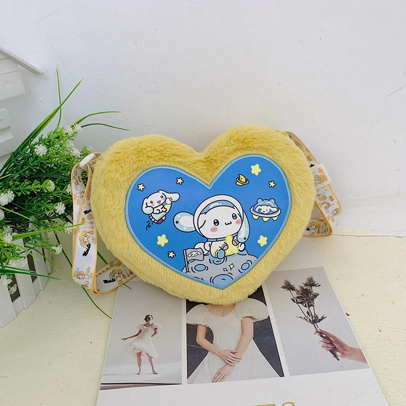 New cartoon plush satchel love sweet and cute change bag, girl heart shoulder messenger bag