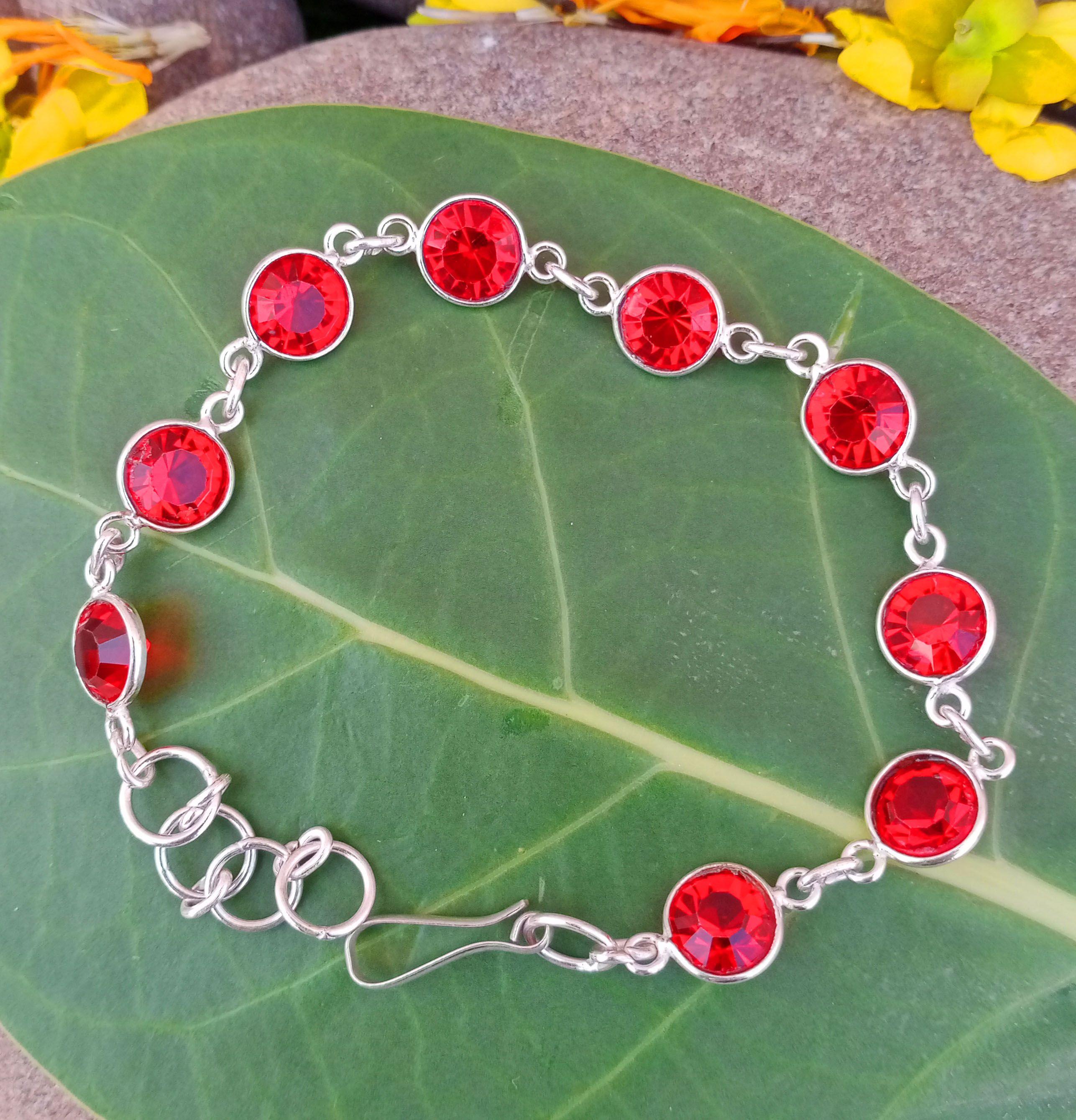 

Красный граненый топаз, драгоценный камень, стерлинговое серебро 925 пробы, 1 шт., браслет chris-br37