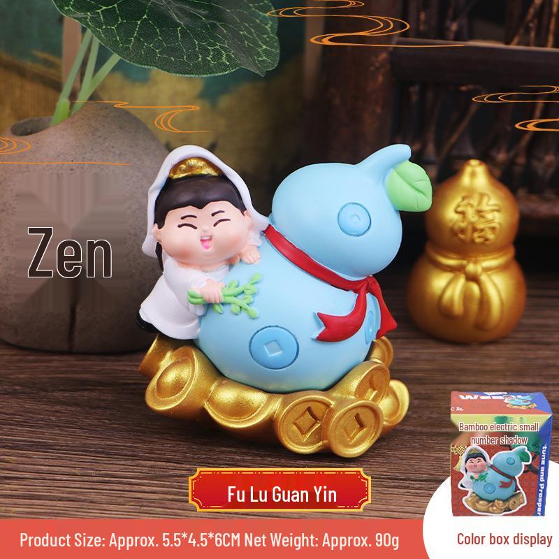 Fu Lu Gourd Immortal Figurine: Guan Yu & Zhong Kui - God of Wealth Desk & Car Decoration. Copyright