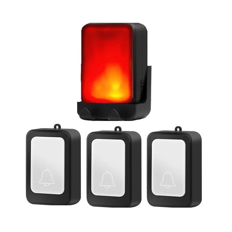 Wireless Battery-Powered Doorbell with Strong Flash, Service Call Button for Hearing Impaired and Elderly, Optional Mute Function.