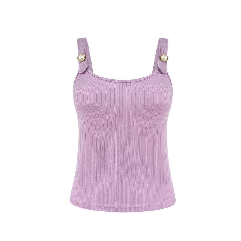 Sexy Slim-fit Vest with Pearl Button Halter Topworn On Top and Underneath