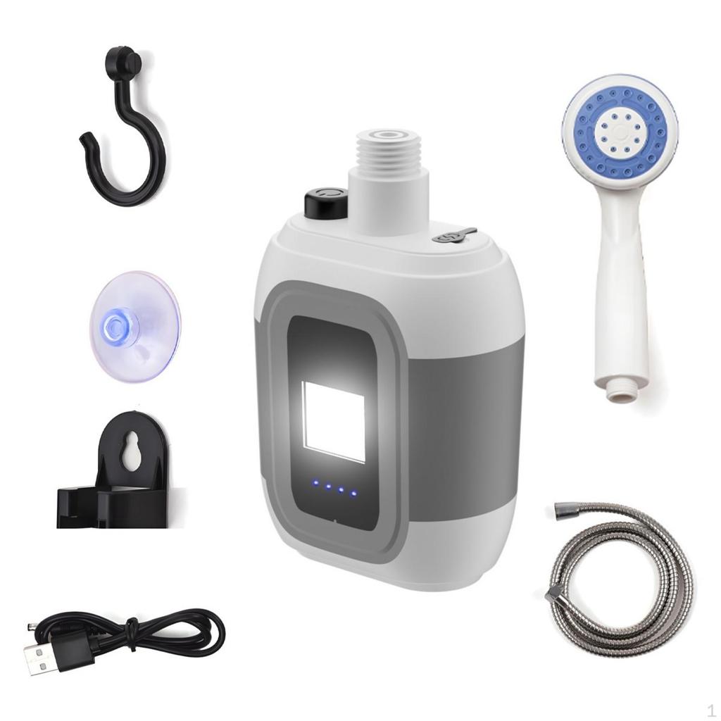Tragbare Elektrische Dusche Eingebautes Handbrausesystem USB-Aufladung für Temporäre Installationen Schwarz