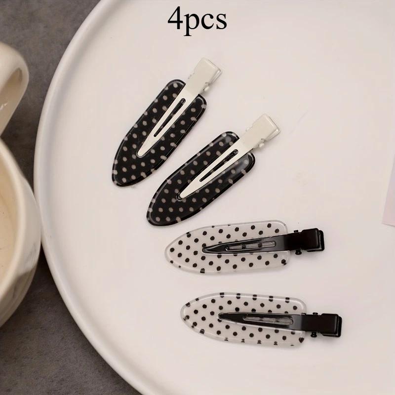 

Minimalist Secure Hold Suitable Daily Wear Party Outfits Hair Styling Accessories Black White Polka Dot Acrylic Hair Clips Size fits all