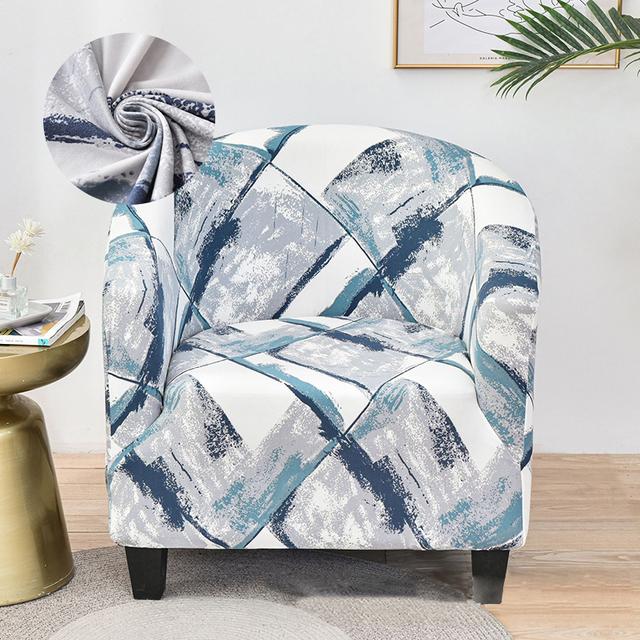 Levivel Club Chair Slipcover Stretch Armchair Printed Tub Chair Cover Living Sofa Cover Spandex Couch Cover Designed For Bar Counter Family Room