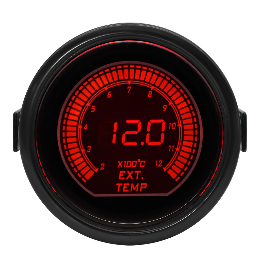 52mm Boost Gauge Tachometer Volt Water Oil Temp Oil Press Vacuum Air Fuel Ratio Exhaust Temp Digital Red Blue Dual Color Meter