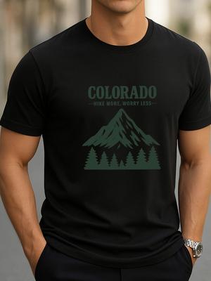 Colorado Graphic T-Shirt Hike More Worry Less Tee Casual Outdoor Shirt Unisex Unisex T-Shirt