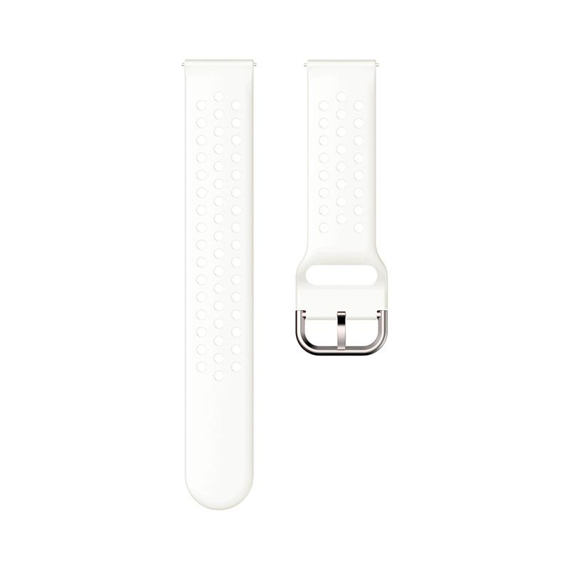 

For Samsung Galaxy Watch3 45mm SM-R840/Garmin Vivoactive 4 Watch Band 22mm Round Holes Quick Release Silicone Strap Pink/Silver Buckle