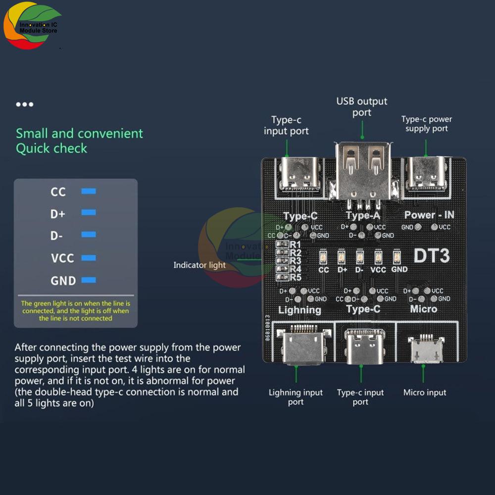 Data Line Detection Board DT1 Micro Type-c Interface USB Data Cable Detection Board Switch USB Data Cable Tester Portable