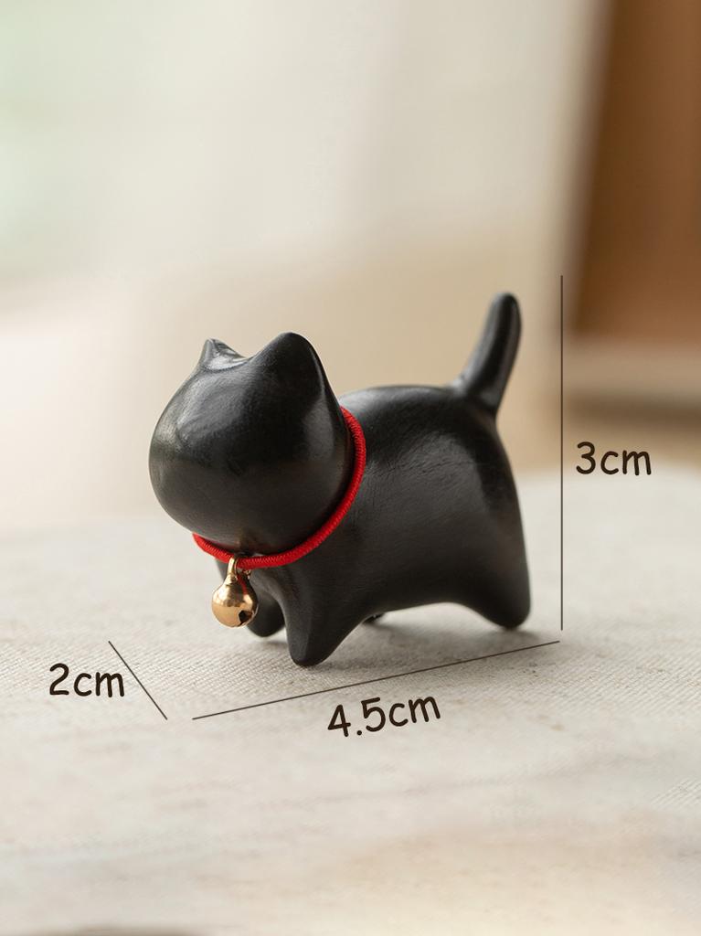Mini Natural Wood Cat Dog Miniatures Hand-Carved Wooden Puppy Kitty Figures Room Decor Home Decoration Accessories