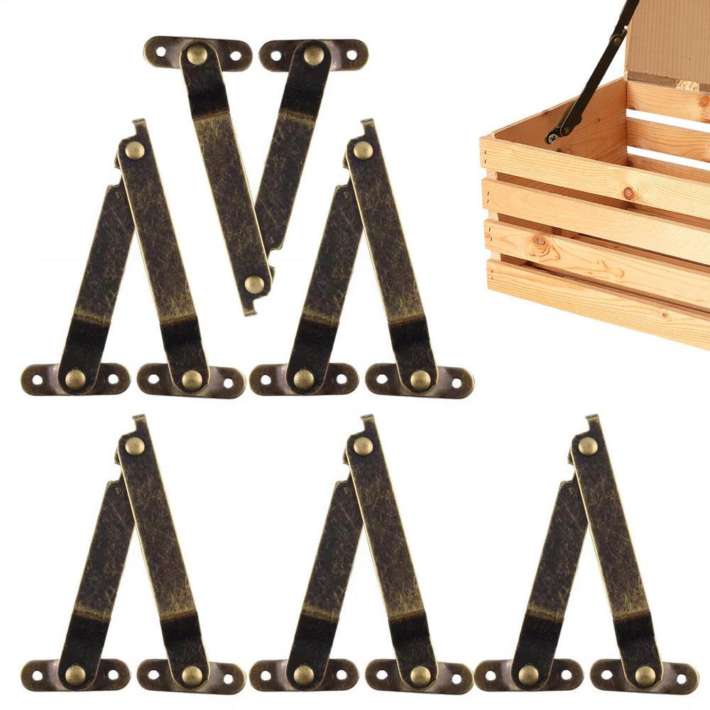

Lid Stay Chest Hinges 6 Piece Adjustable Heavy Duty Bracket Hardware Locking For Mechanism Cabinet Bench Coffee Table Down