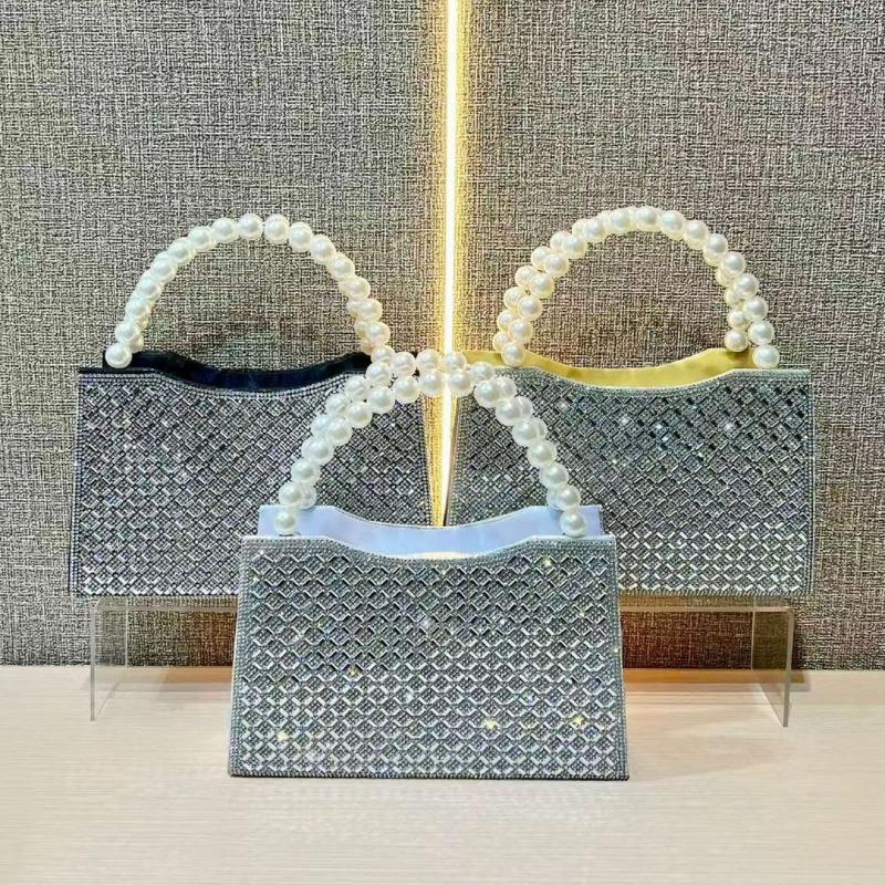 Pearl Handbag - Fashionable Evening Bag - Chain Shoulder Bag - Shiny Crystal Crossbody Bag