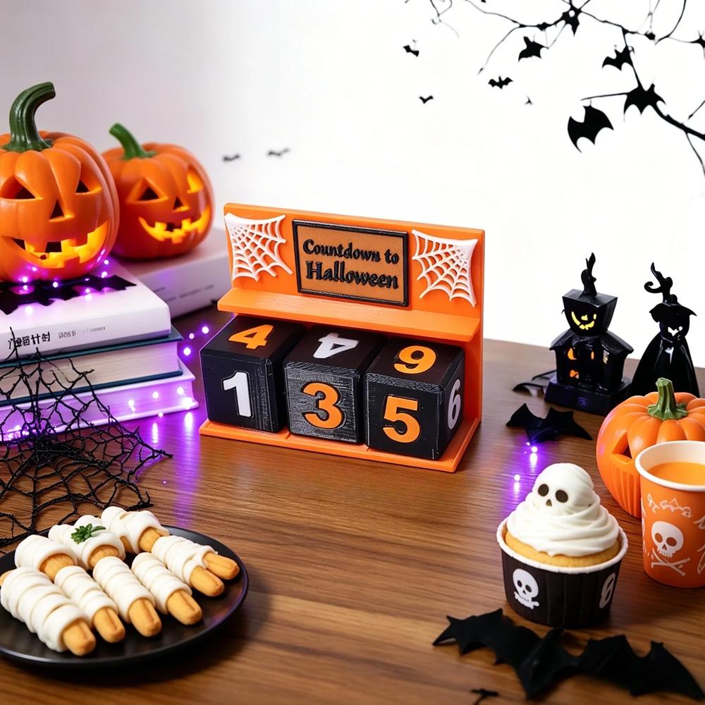 12cm Halloween Countdown Block Realistic Halloween Advent Calendar Ornaments For Dining Table Bedside Cabinet Window Sill