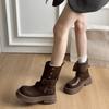 Retro Comfortable Medium Boots Children's Season New British Style Thick-soled Heightening Martin Boots Women