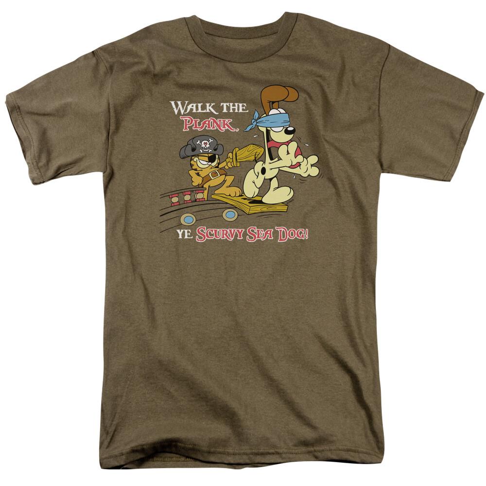 Garfield Walk The Plank T Shirt Mens Licensed Cat Comic Tee Safari Green M