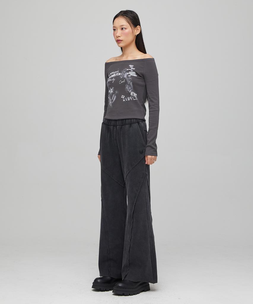 LALAFOX Bootcut Seam Line Pants Black Bq4Cp002
