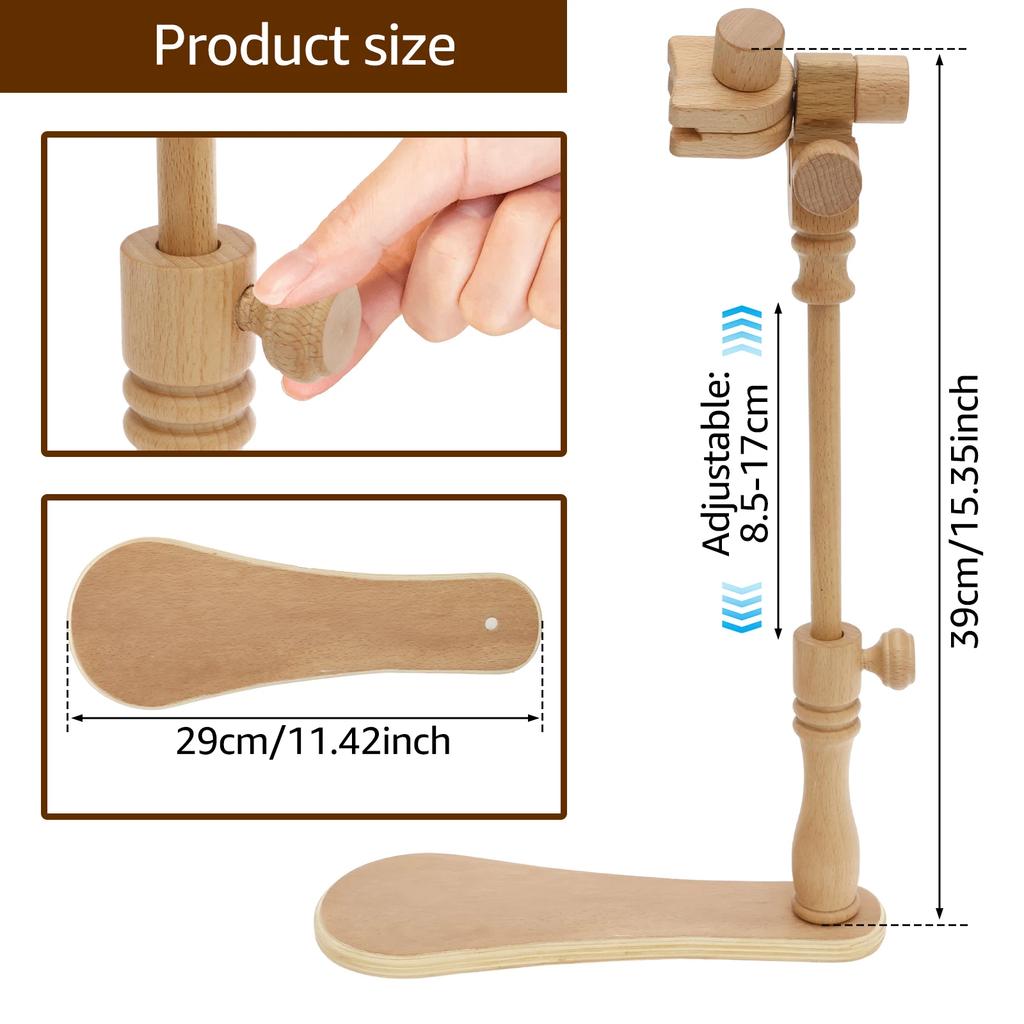Embroidery Hoops Stand Adjustable Hands Cross Stitch Stand Versatile Beech Wood Holder Rotary Hoop Holder Embroidery Tool