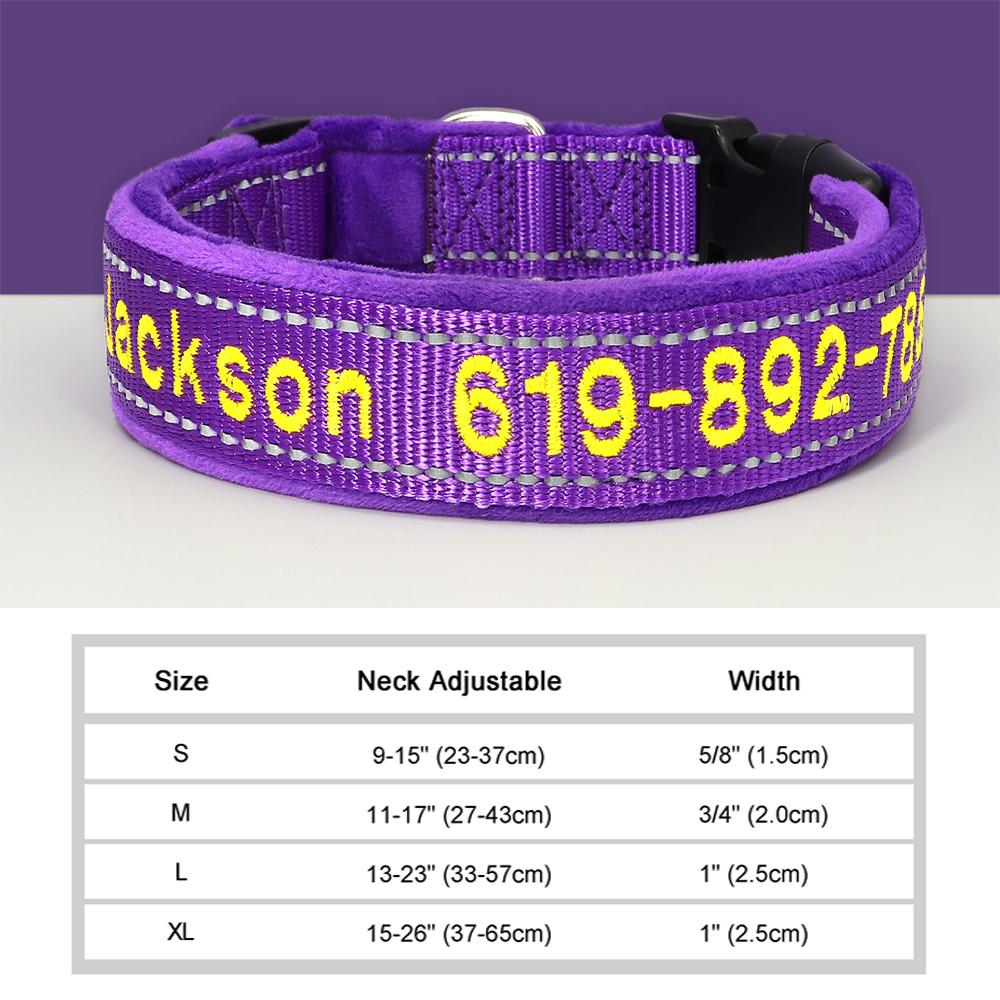 Personalized Embroidered Dog Collar Reflective Nylon Custom ID Name Accessories Pet Padded Collars For Small Medium Large Dogs