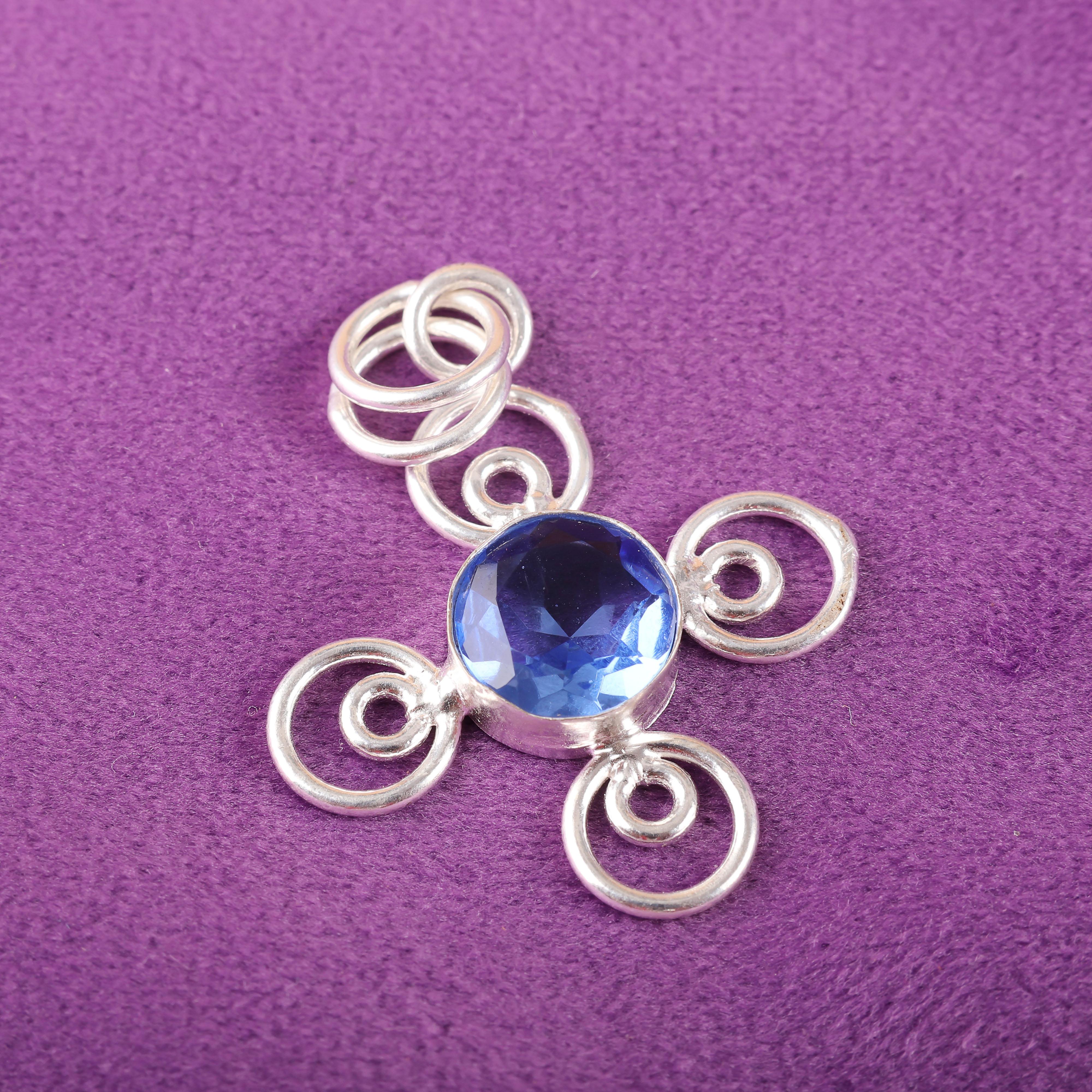 

Tanzanite Handmade Gemstone Pendant, 925 Solid Sterling Silver Pendant Dainty Jewelry, Pendant For Wedding Gift 1.57 Inches синий