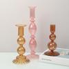 Nordic Style Striped Colored Glass Candle Holder Home Decor Romantic Candlesticks Dinner Table Centerpiece Holder Decoration
