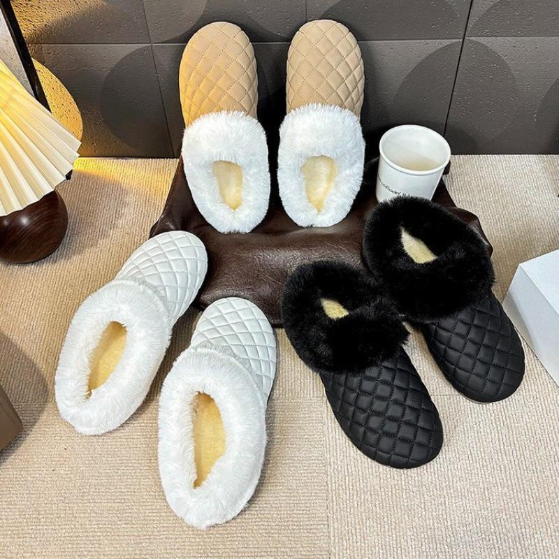 New Style Shoes with Fleece Cotton Slippers for Women's Indoor Thick-soled Anti-slip Fleece Warm Slippers