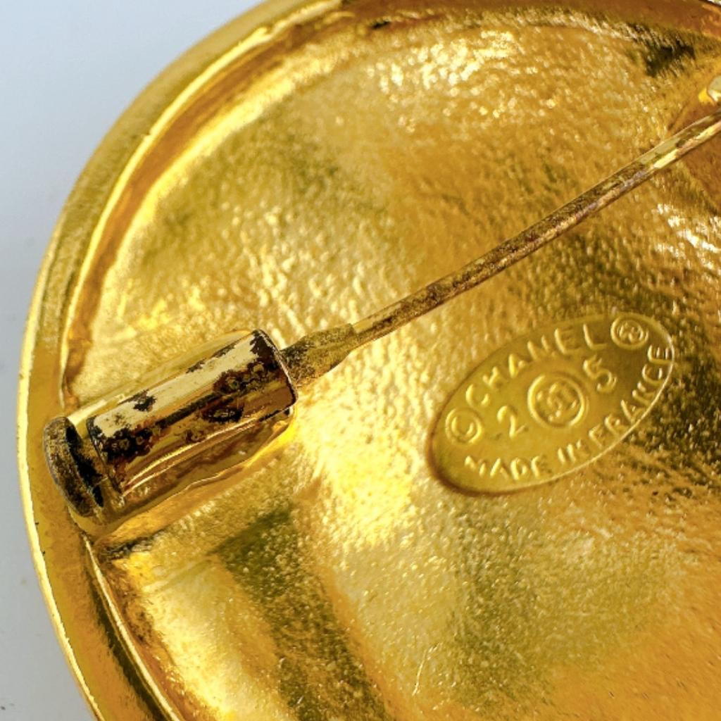 CHANEL COCO Mark Stylish Outing Matrasse Brooch  gold Women Used