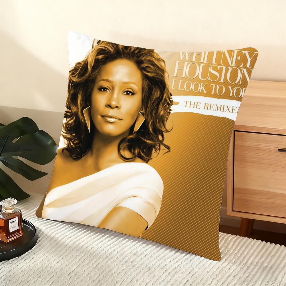 Cushion Cover Silky Short Plush Home Sofa Cushion Cover - Invisible Zipper Home Decoration Whitney Houston Album 12x12Inch
