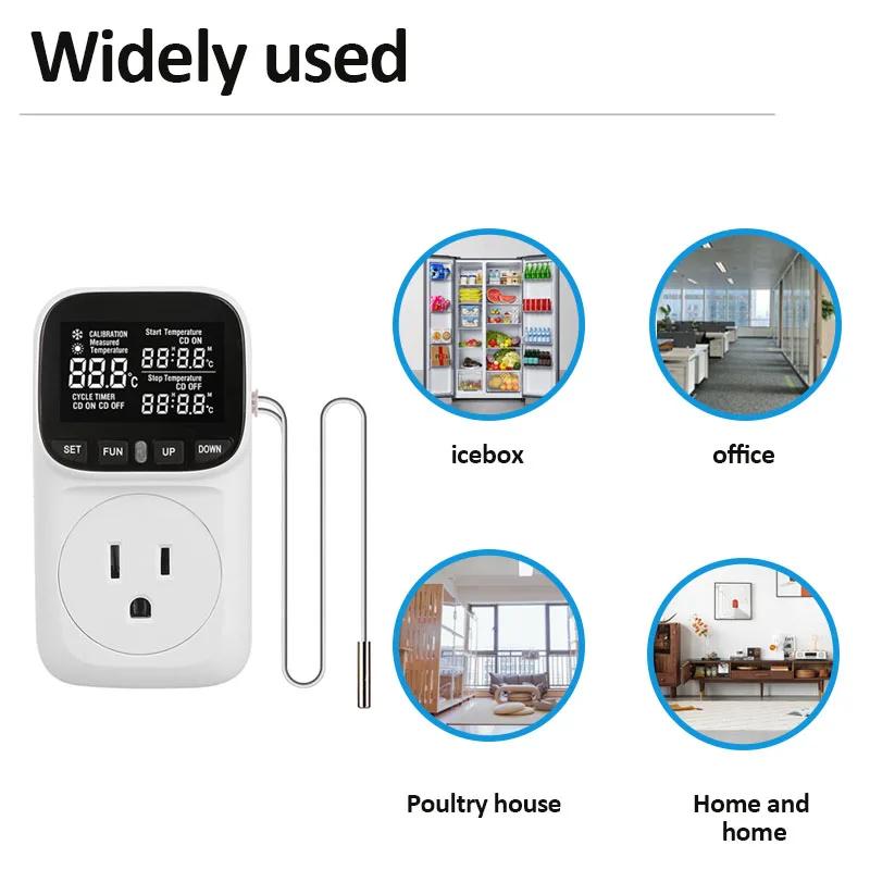 LCD Digital Display Thermostat Temperature Controller Socket 16A EU/US/UK Plug High-Precision Socket Outlet With Timer Sensor