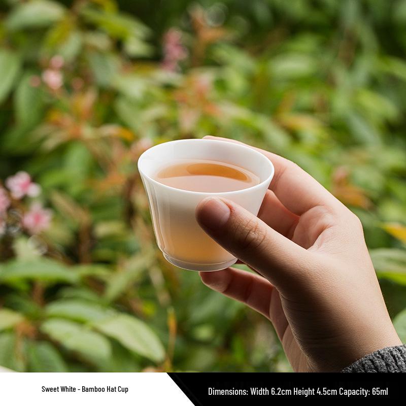 

Dehua High-End White Porcelain Gongfu Tea Set: Bucket Hat Tasting Cup for Home Use
