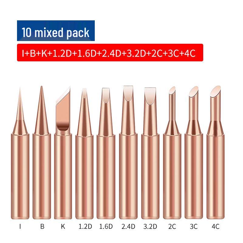 5-Piece Pure Copper Non-Magnetic Soldering Iron Tips for 936 Model