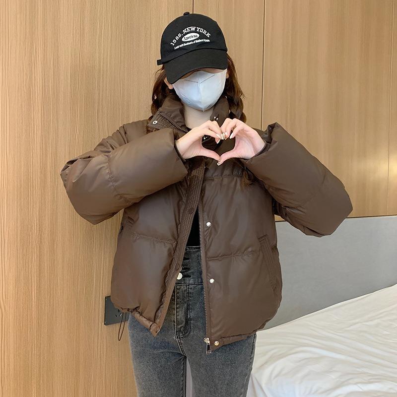 Leave-in Leather Short Cotton Clothes Women's Winter New Small Loose Stand-up Collar Bread Clothes Jacket Trendy