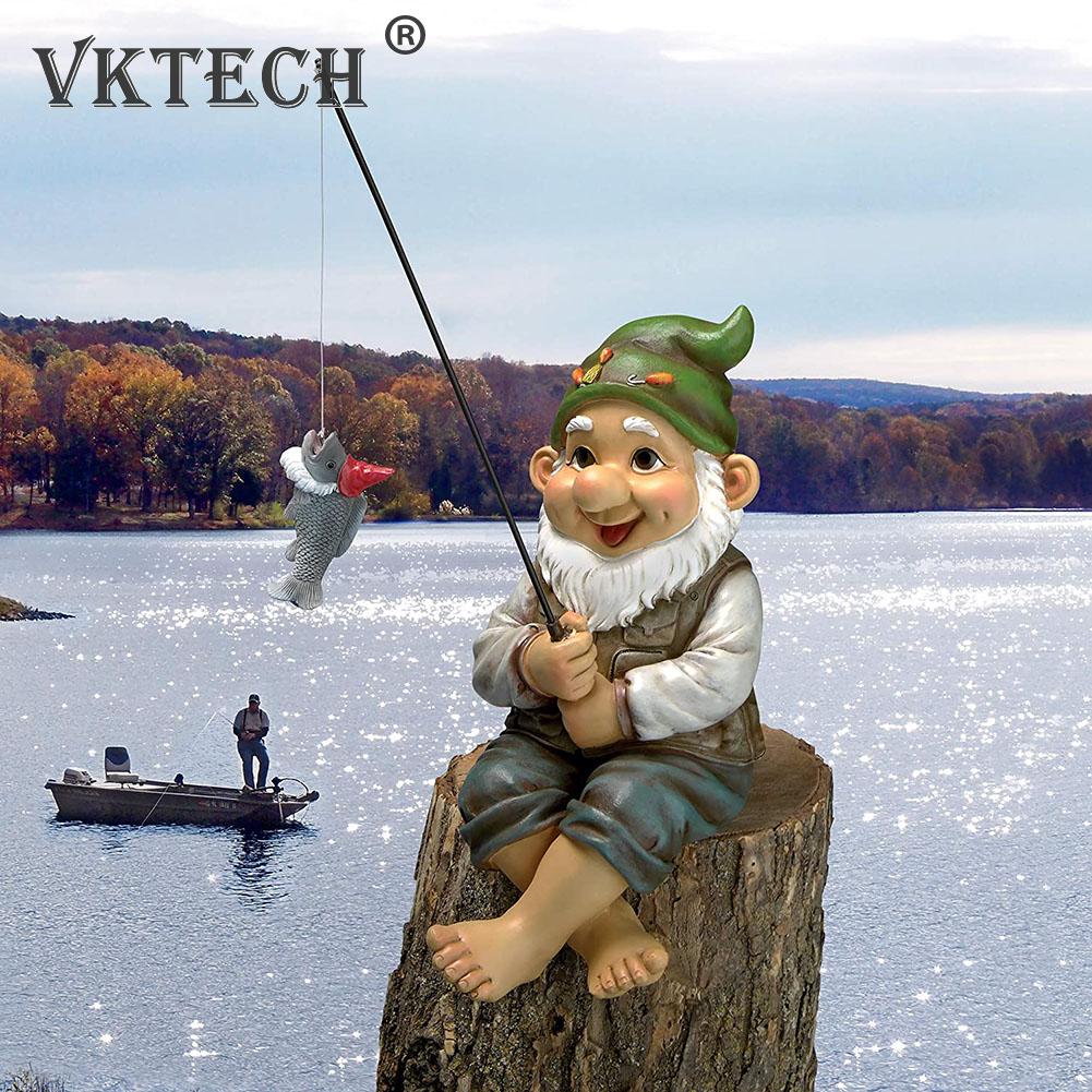 Garden Gnome Statue Resin Fishing Dwarf Elf Figurines Naughty Funny Garden Statues Lawn and Yard Art Resin Decorations Sculpture