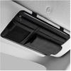 Car Sun Visor Organizer, Leather Sun Visor Pocket Organizer Case With Multi-Pocket Net Zipper, Suede Note Holder Car Visor Storage Pouch For Card Pen