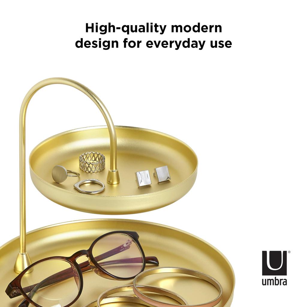 Umbra Accessory Brass and for and Poise Tray, Large, Gold, Rings, Earrings, Bangles, Jewelry.