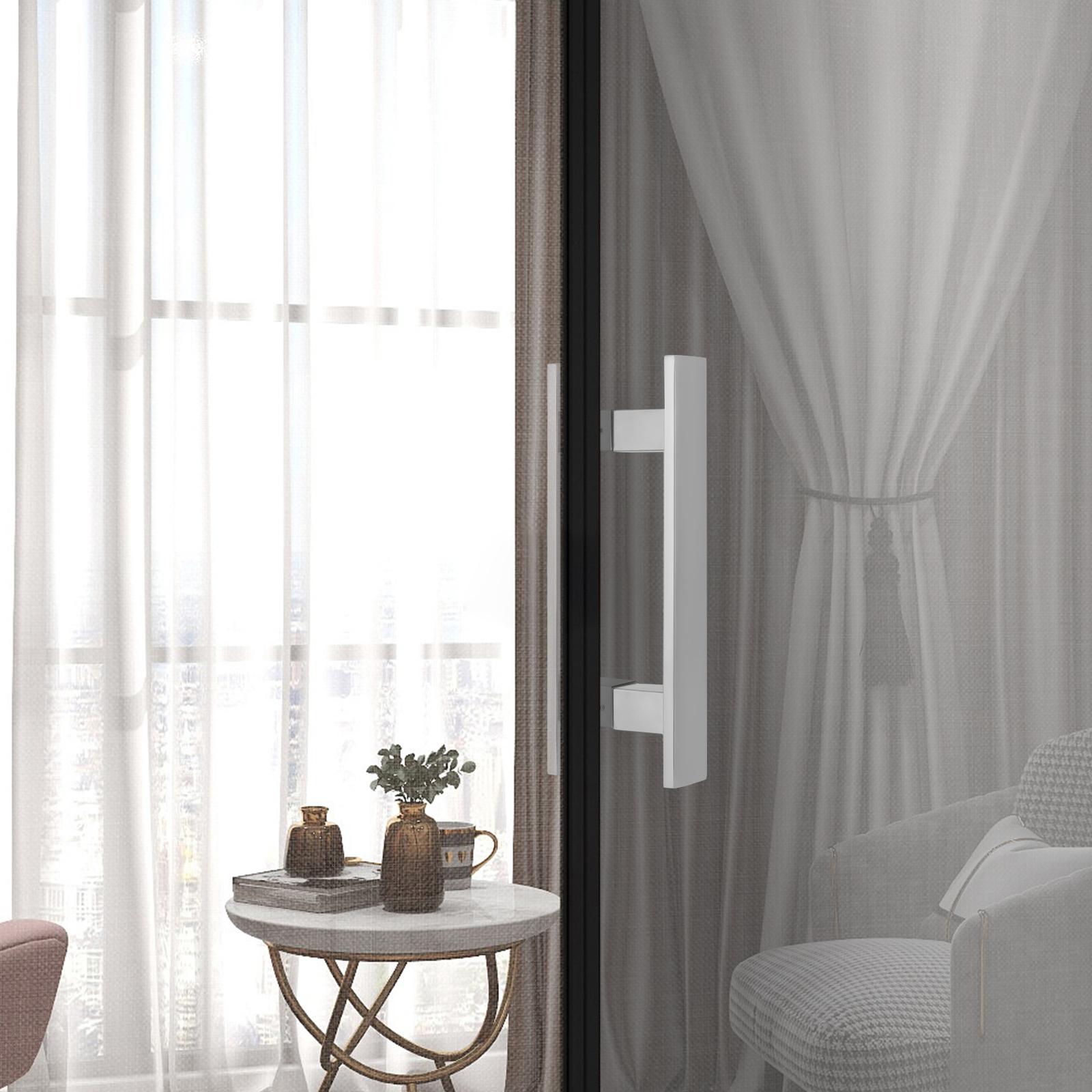 

300*40*10mm Silver/Black Stainless Steel Pull Handles,H-shaped Double Sided Push Pull Door Handle Tube Wall 1.2mm for Hotels