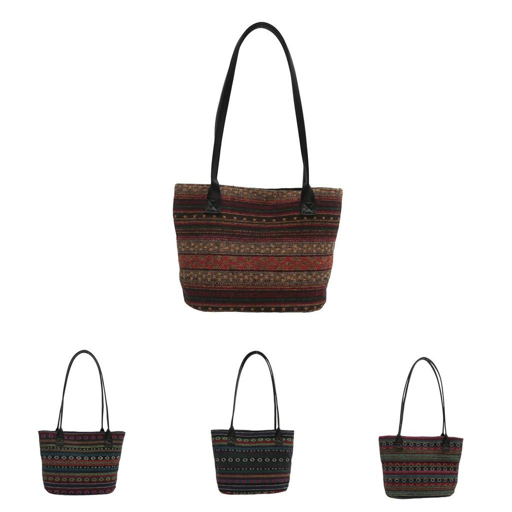 Ethnic Style Tote Bag For Women Large Capacity Summer Fashion With Zipper Closure For Daily Use