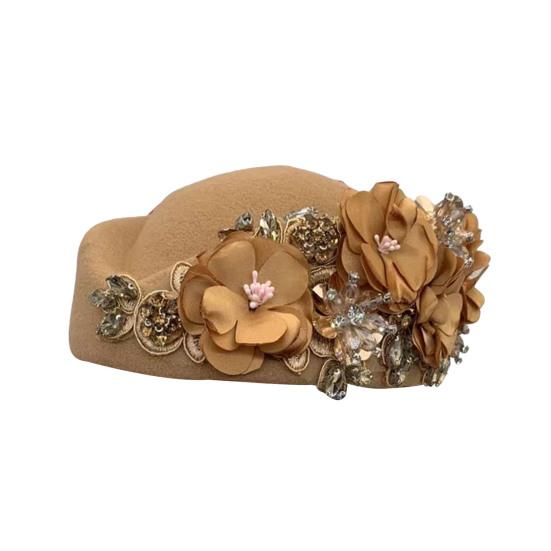 Teselskaphatt for kvinner jenter stoffblomst fascinatorhatt vintage cocktailparty pillbox-hatt rollespill bowler party-tilbehør