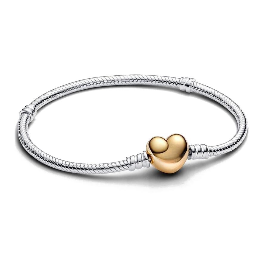 

2026 Fashion 17~20CM Silver Color Snake Chain Love Heart Bracelets Fit Original Beads Pendant Jewelry Charms DIY Gift 20cm