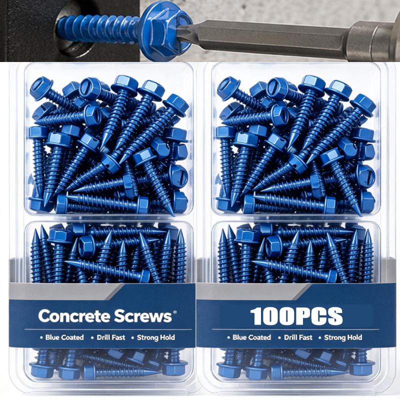 Self Drilling Concrete Screws Flat Head Screws Thread Pointed Cement Screws for Fixing Brick Walls Hardware Repair Fasteners