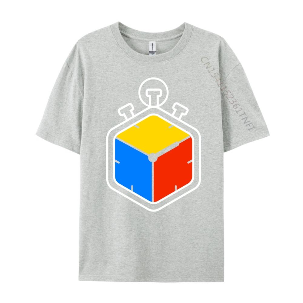 Speed Cubing Puzzle Cube Timer Graphic T Shirts Men Oversized ClassicShort Sleeve Tee