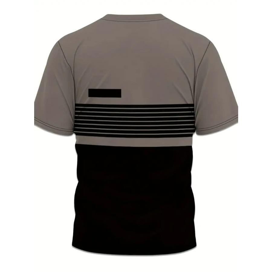 Men Striped T Shirt Tee Shirt Short Sleeve O-Neck TShirt Vintage Casual Large Size T-Shirts Men’s
