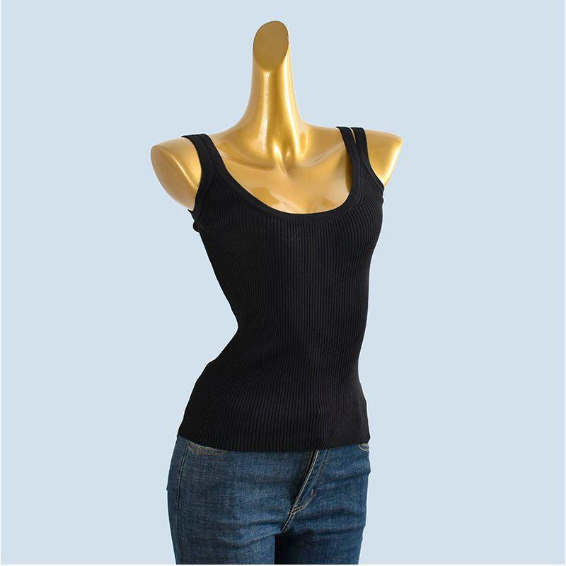 Export Single Summer New Arrival U Collar Knitting Camisole Women's Fashion All-Matching Simple Outdoor Inner Match Sleeveless Tops
