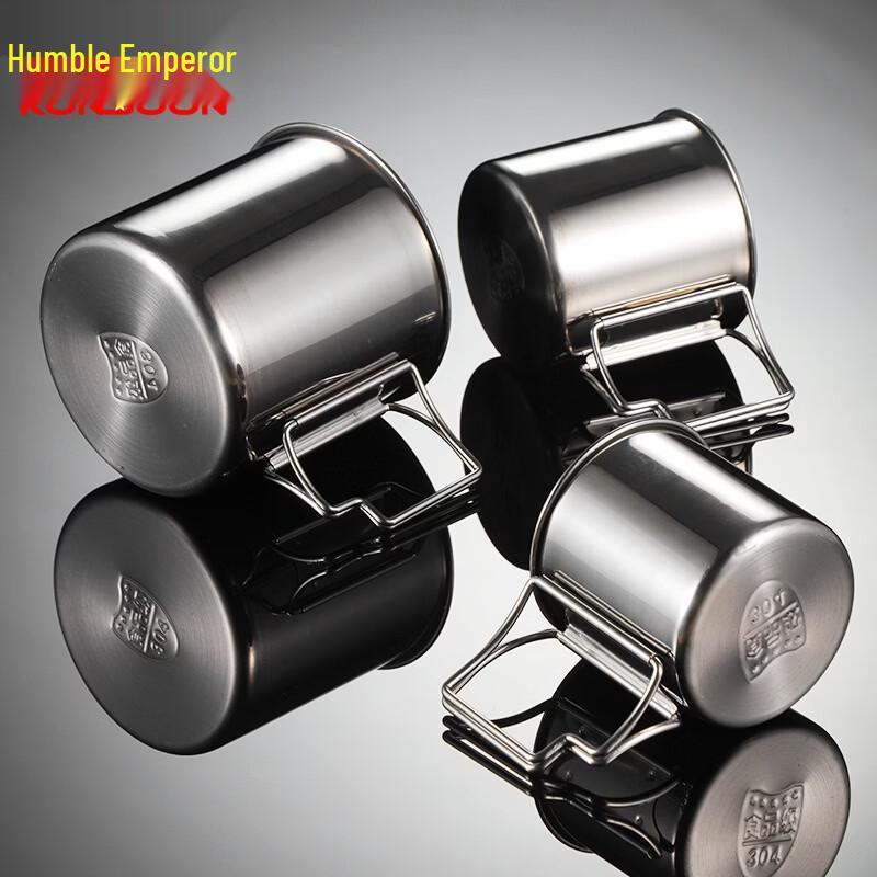 Qianxing 304 Stainless Steel Retro Camping Mug with Foldable Handle