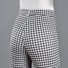 2024 Summer Women's Black & White Plaid Slim-Fit Stretchy Micro-Flare Pants with Elastic Waist