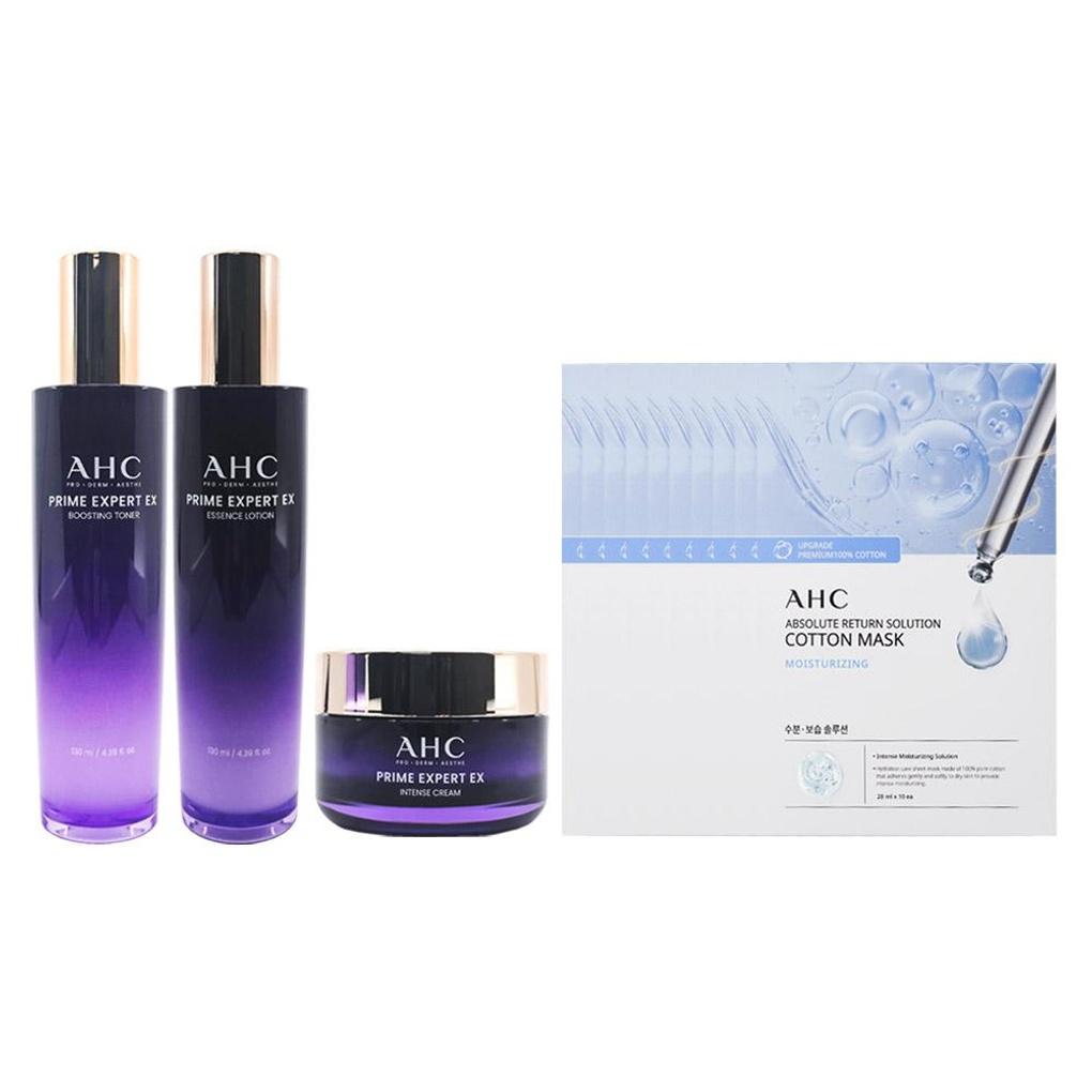 

AHC Prime Expert NEW EX Basic Set Skin + Lotion + Cream + Moisture 10 Sheets AHC Expert NEW EX 3 types + Moisture 10 sheets