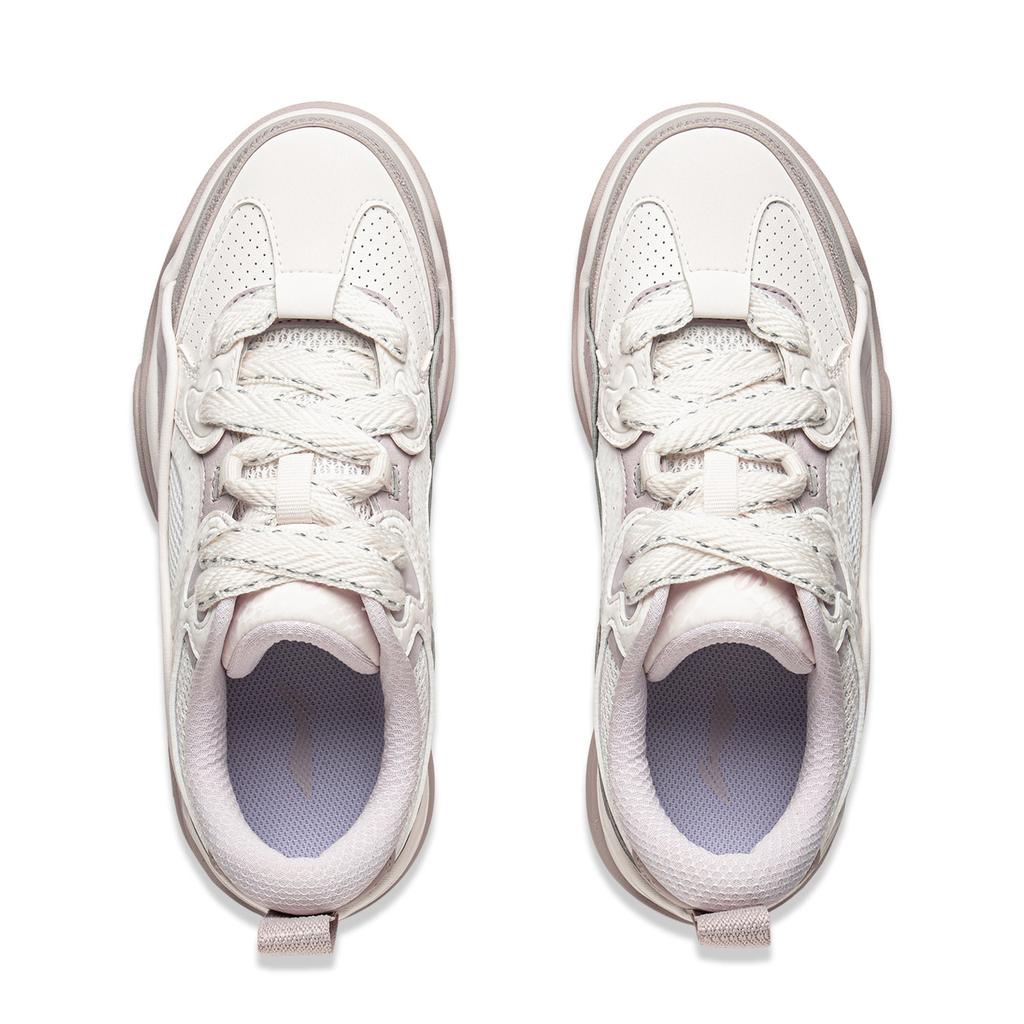 Li Ning Journey 2.0 Bouncy Shoes Thick Sole Height Increasing Shock Absorption Versatile Low Top Sneakers Women sneakers White Purple AGCV328-2