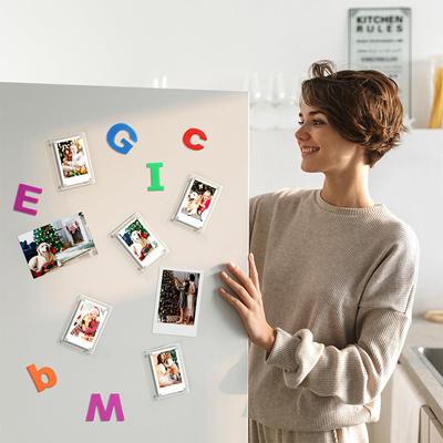 1 Pc Transparent Colorful Magnetic Photo Frame 1 Set Acrylic Fridge Picture Magnets For Room Desk Home Decoration