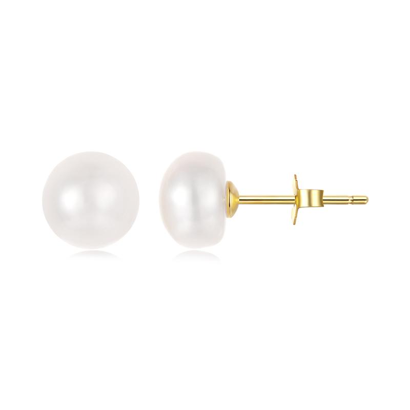 

BAMOER 925 Silver AAA+ Quality Handpicked Freshwater Cultured Pearl Stud Earrings for Women Hypoallergenic Jewelry Gift 5-5.5mm золотой