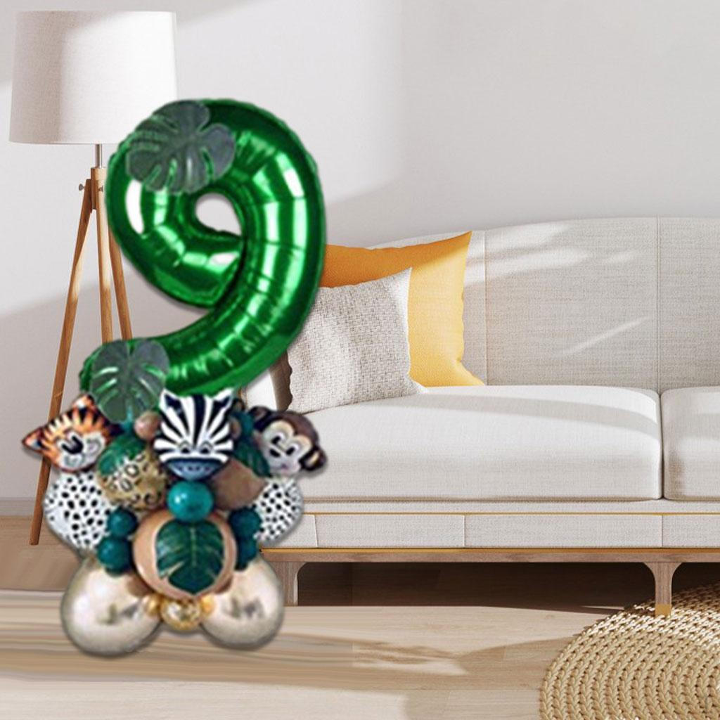 28 Pieces Jungle Animal Balloons Leaves Decor Theme Cute Green Aluminum Latex Balloon for